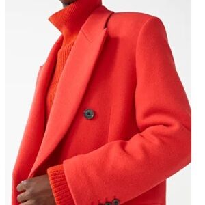 Orange double breasted wool coat, great quality. Still has the tag. Very new!